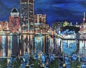 Baltimore Inner Harbor Acrylic Painting Giclee Fine Art Print 8 x 10