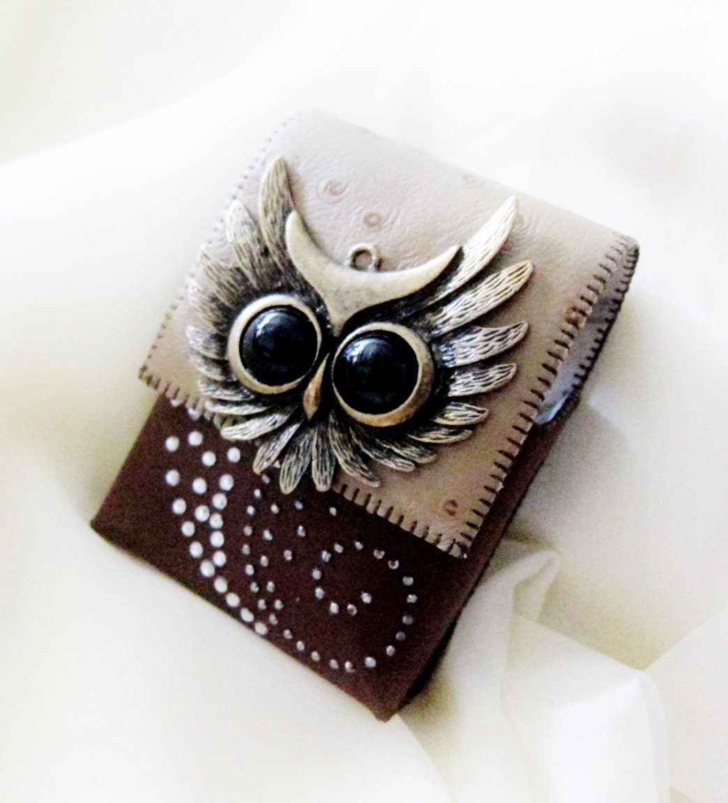 brass owl lambskin hot fix cigarette pouch cip028
