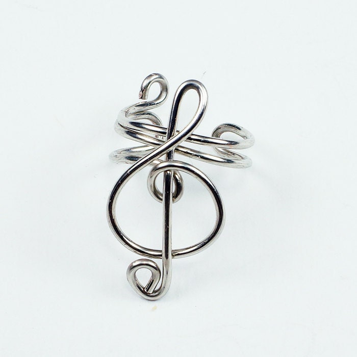 Silver Ear Cuff - Small Treble Clef