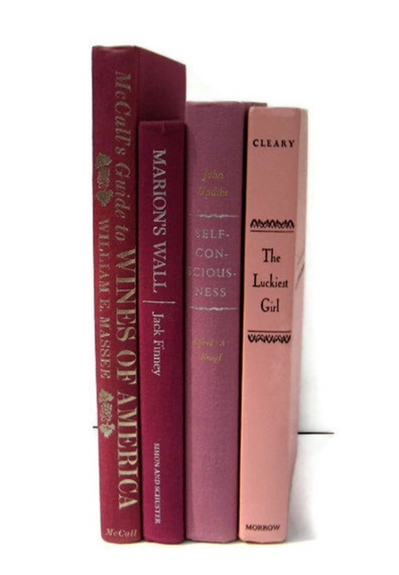 Pink  Rose Collection Vintage Books by Color Instant Collection of Decorative Books for Wedding Decor, Home Decor, and Photography Prop