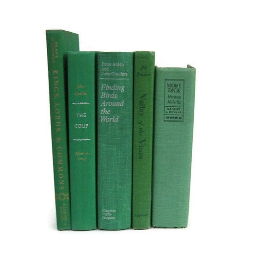 Green Collection Vintage Books by Color Instant Collection of Decorative Books for Wedding Decor, Home Decor, and Photography Prop