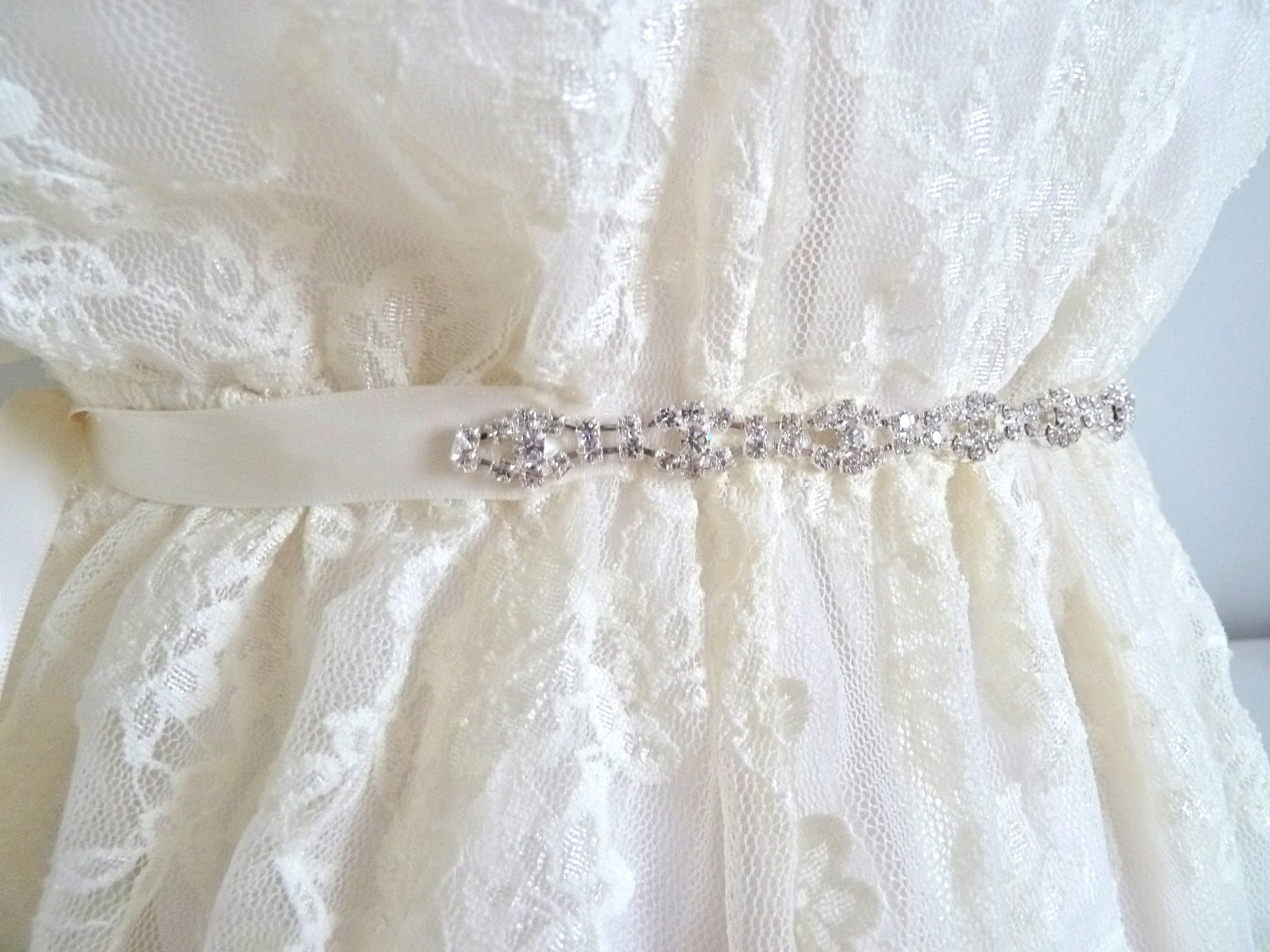 MONA - Bridal rhinestone belt, crystal sash, thin crystal belt - ships in 1 week