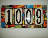 Handmade Ceramic Colorful House Number Tile