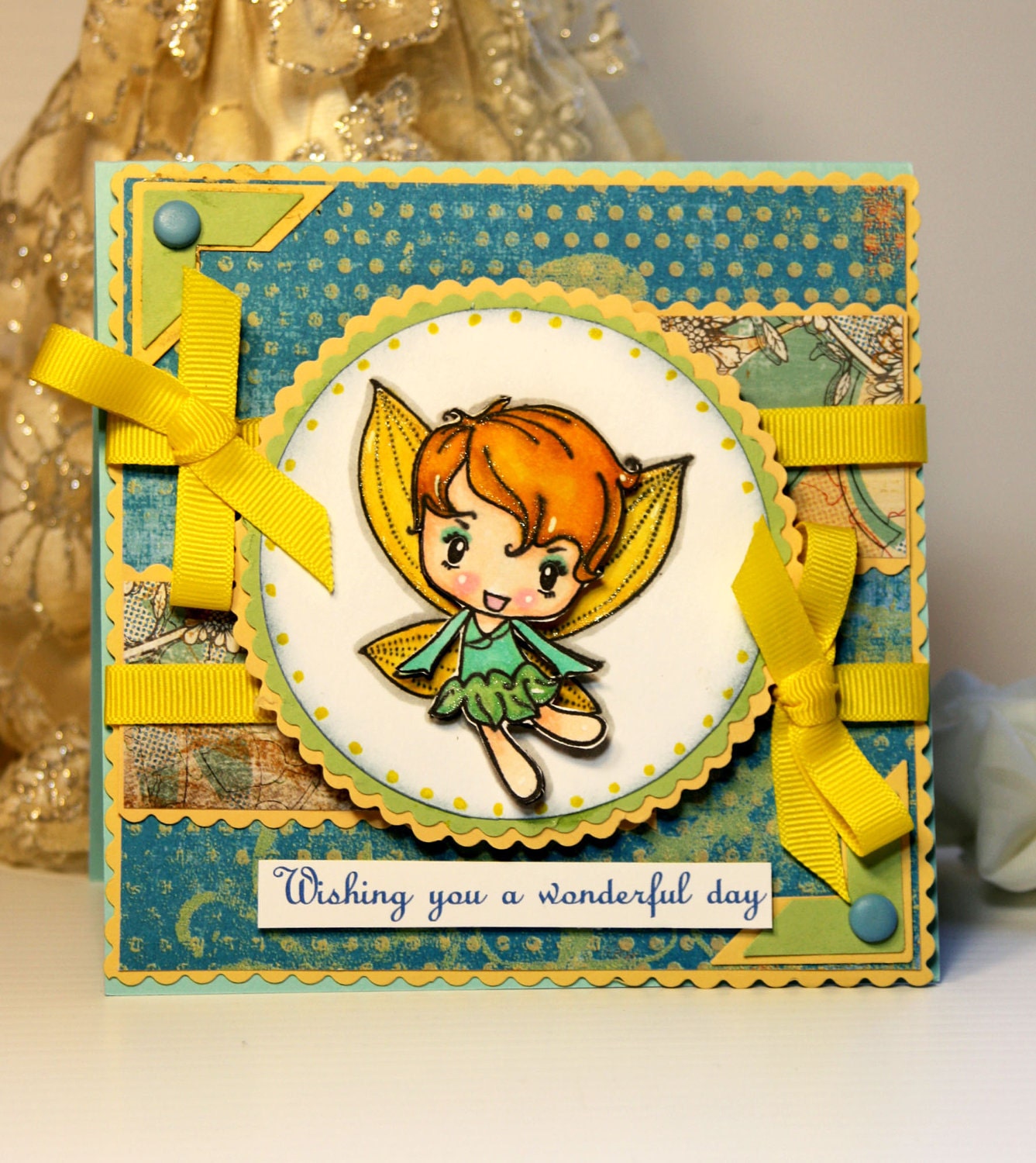 Handmade Card - Greeting Card - Wishing You a Wonderful Day - For A Fabulous Friend - the Greeting Farm OOAK