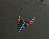 Colourful Chevron Porcupine Quill Necklace