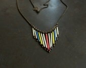 Colourful Chevron Porcupine Quill Necklace