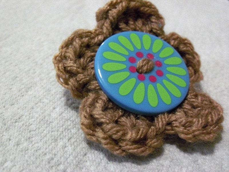 Flower Hairclip (brown/blue) - Ready to Ship