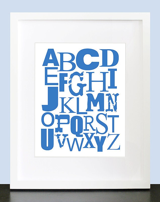 Alphabet Wall Art. ABC Wall Art. Alphabet Typography. Alphabet Wall Print. 8x10 Baby Children Nursery A to Z Wall Print Poster