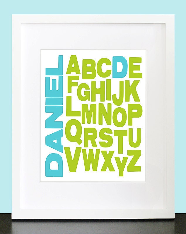 Alphabet Wall Art. Typography Print. Personalized Name Wall Art. ABC Wall Poster. 8x10 Baby, Children, Nursery Wall Print Poster