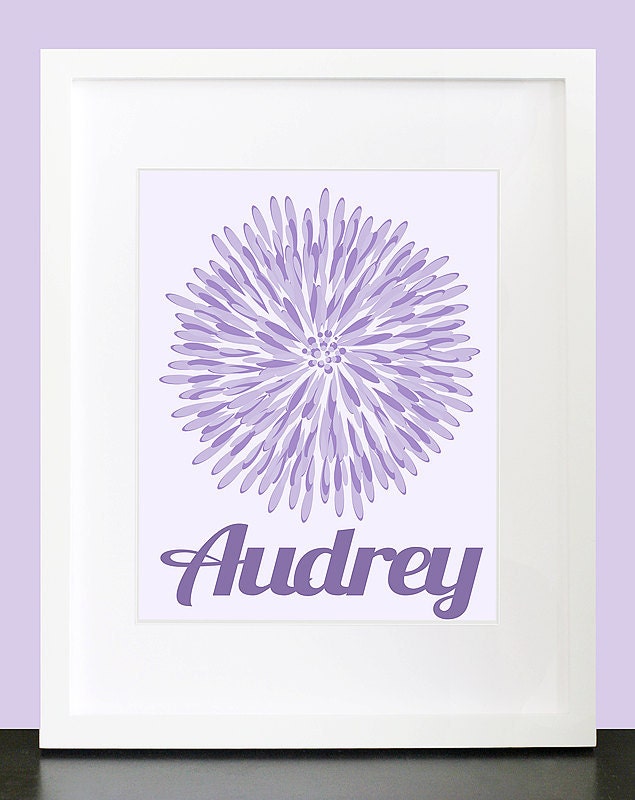 Decor Flower with Personalized Name Wall Art - 8x10 Baby Children Nursery Elegant Wall Print Poster