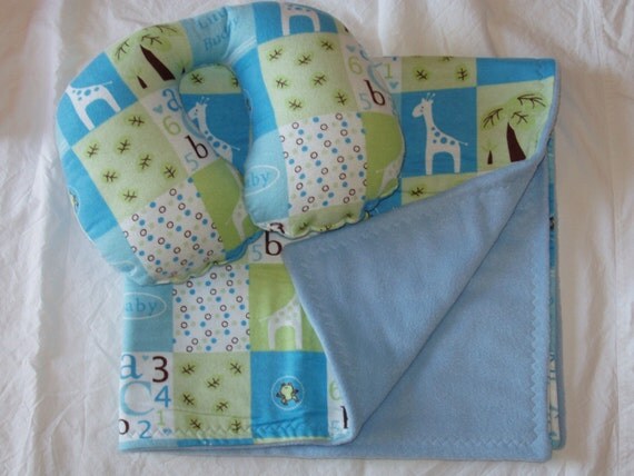 Travel Pillow Blanket Infant Neck Support Combo by peeweegear