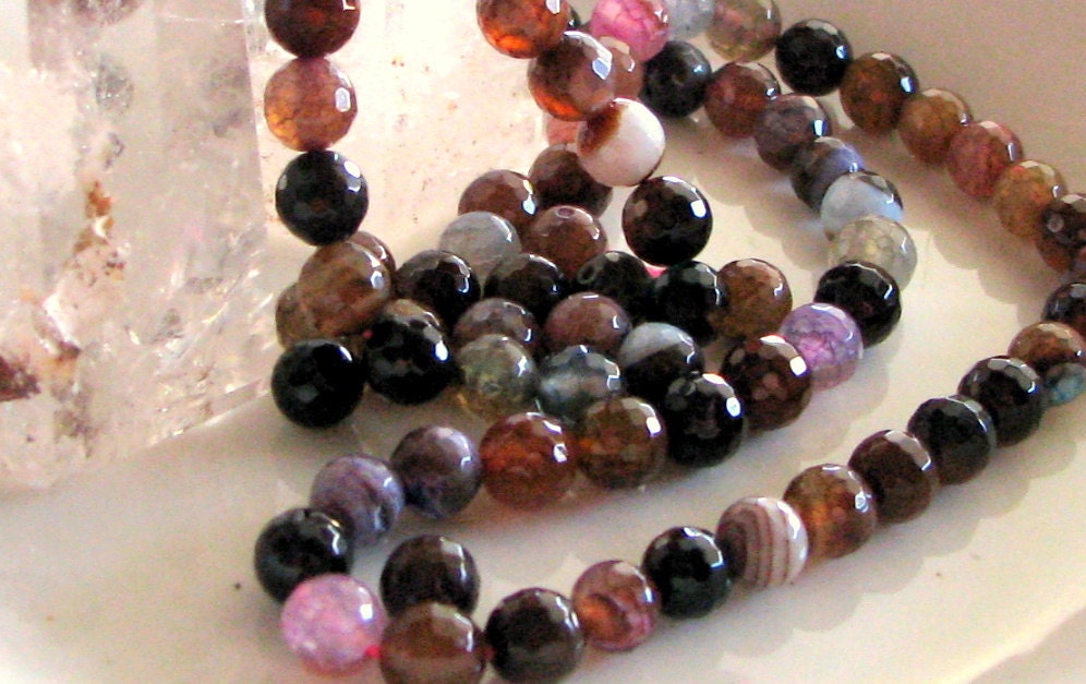 Crackle Agate Multicolor Round Faceted 8 mm (10)