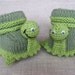 3-9 months hand knitted baby booties -green turtles-children clothing