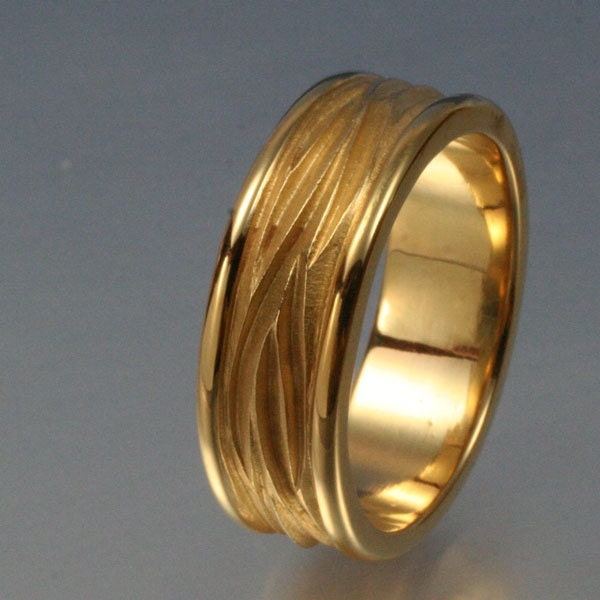 BORDERED WAVE Wedding Band, in 14k yellow, rose or white gold