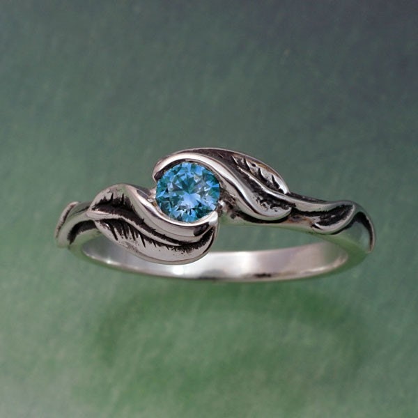 DELICATE LEAF RING, Your Choice of Stone.  Ring in sterling silver