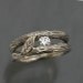 SOLITAIRE LEAF and White Sapphire, A Twig Ring in Sterling Silver