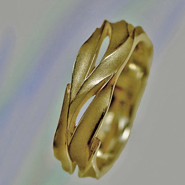 14k WATERFALL WEDDING BAND in either Yellow Gold or White gold