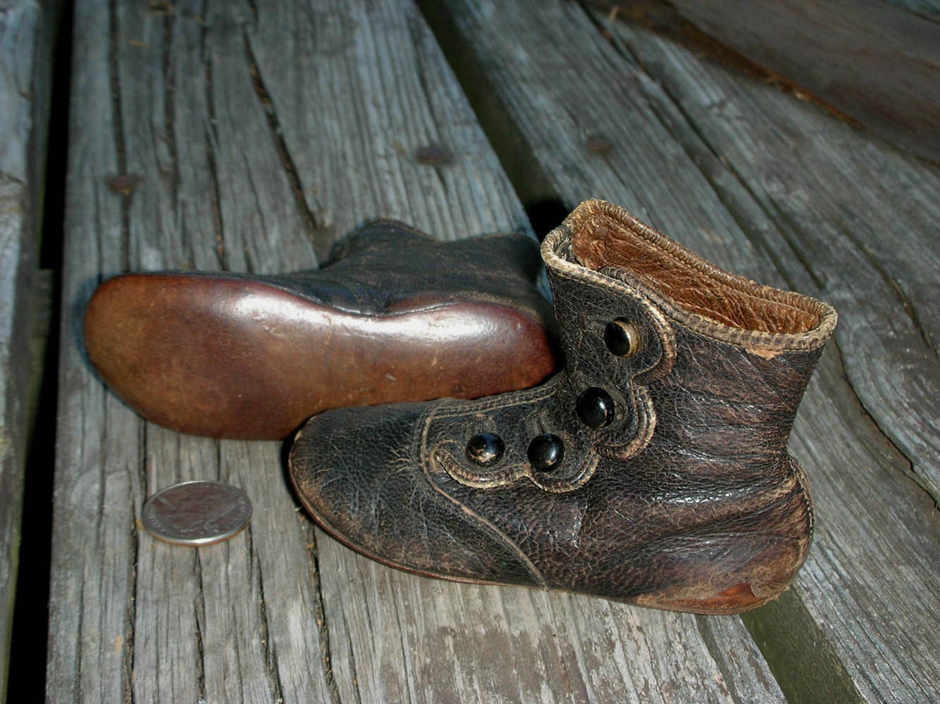 Baby High Top Shoes Antique Wood Buttons