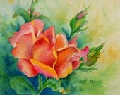 Single Rose Painting by Watercolor Artist Martha Kisling