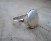 round pearl silver ring fresh water pearl