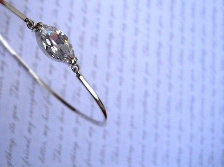 bracelet marquise stone bracelet bridal delicate bracelet bangle silver bangle wedding