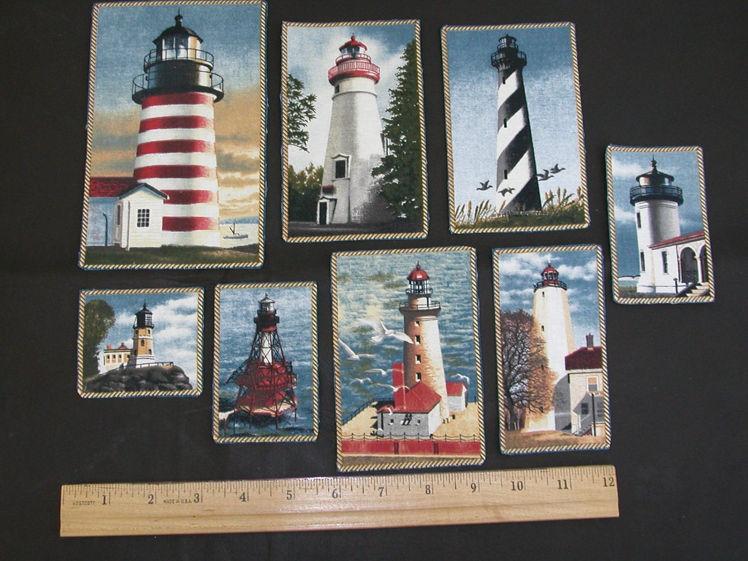 Iron-On Appliques LIGHTHOUSE COTTON APPLIQUES - Set of 8 appliques.
