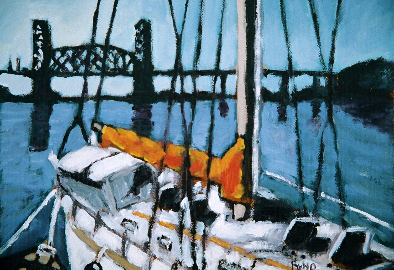 Sailboat and Bridge - print