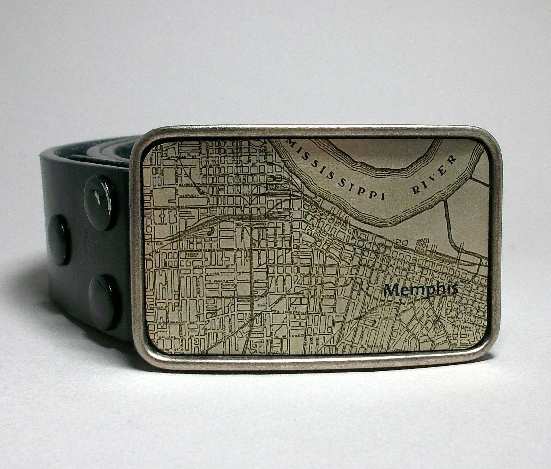 Items similar to Belt Buckle Memphis Tennessee Vintage Road Map on