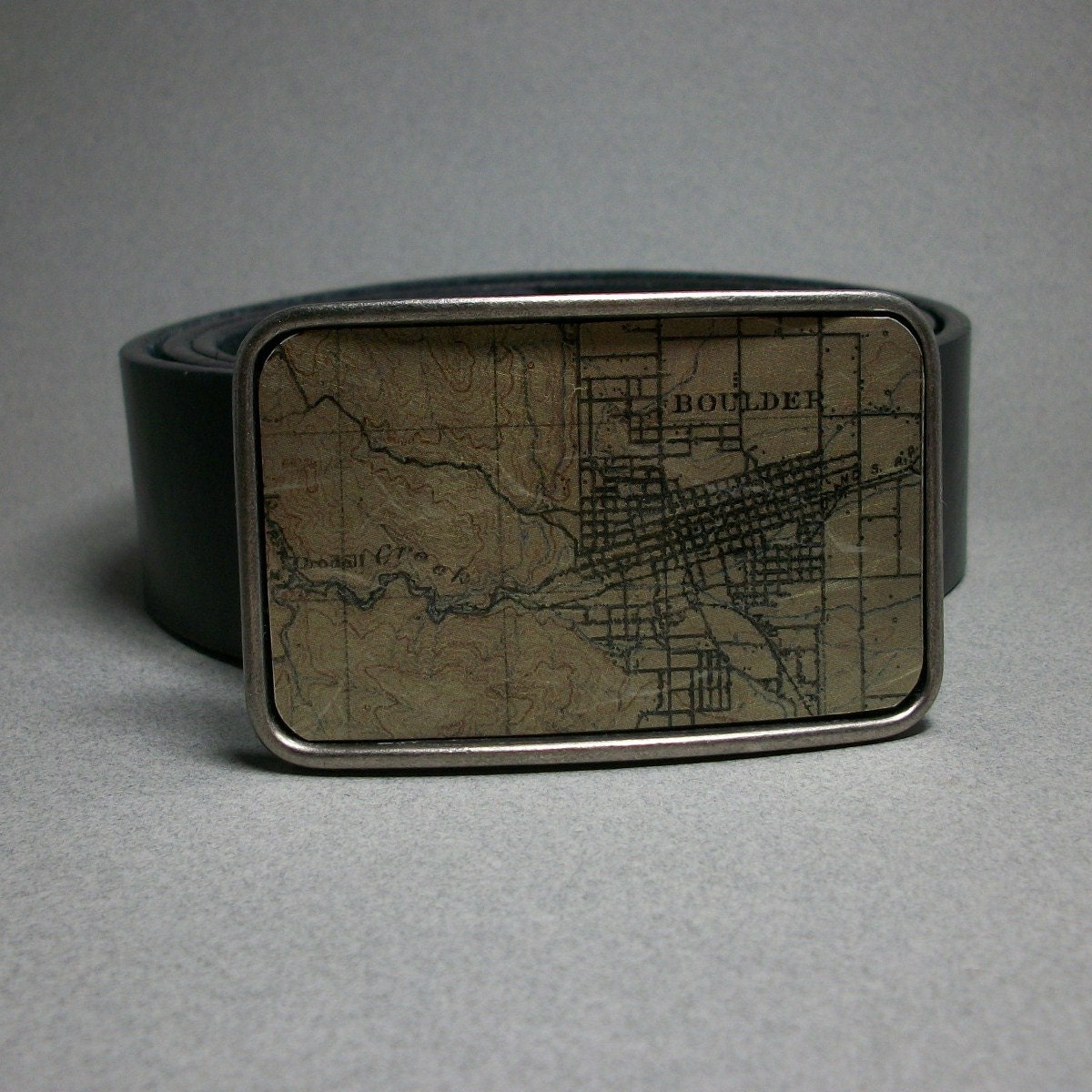 Belt Buckle Vintage Map Boulder Colorado