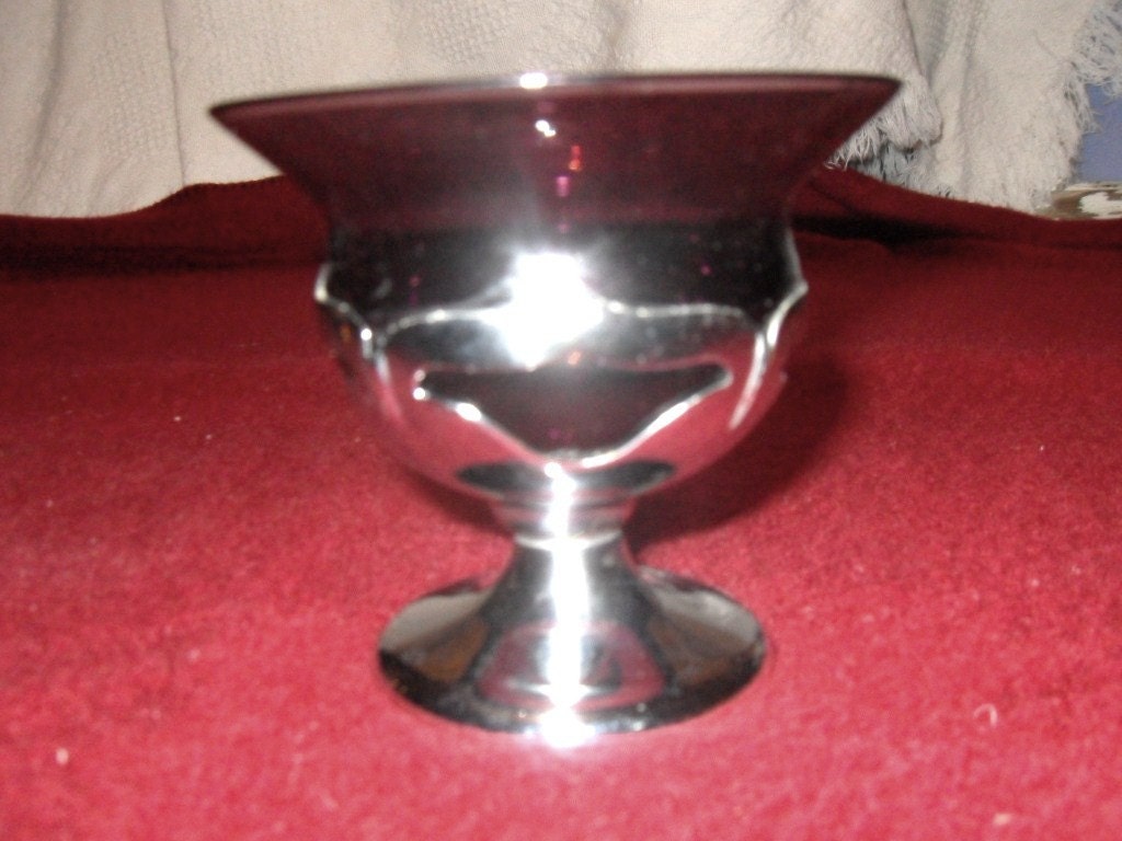 Vintage Farber Bros Purple Glass Silver Holder