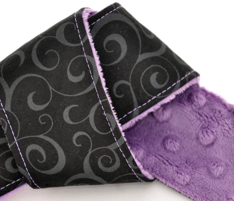 Camera Strap Cover dSLR Camera Strap Cover - Black Swirl Lilac Minky - Spring Accessories Spring Fashion