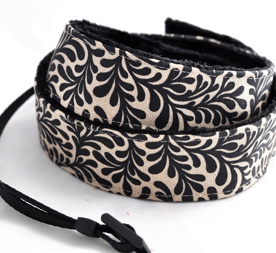 dSLR Camera Strap - Feathered Floral with Black or Tan Minky - Spring Accessories Spring Fashion