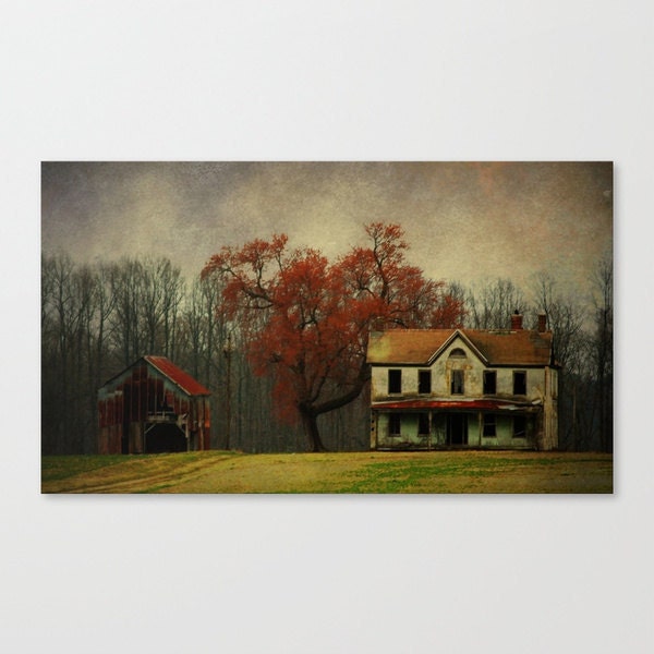 fall decor autumn color 16x24 fine art photo- rustic countryside landscape photograph "Keep Farming Until Its All Gone"