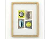 FOLIAR - 8x10 Giclee Print - Clean Modern Abstract Mid Century Retro Leaves Foliage