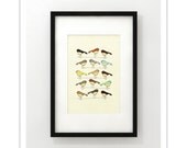 ON A WIRE - Giclee Print - Mid Century Modern Danish Modern Minimalist Cubist Modernist Eames Retro Abstract