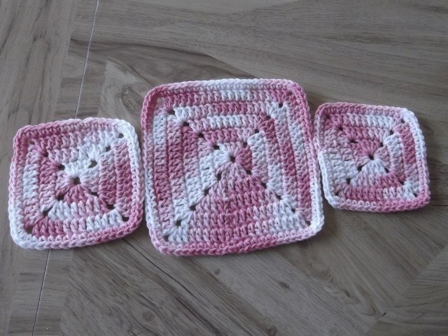 Crocheted Dishcloth, Wash cloth, Pot Holder, Hot pads and Coasters, Pink and White, 100 per cent Cotton Yarn