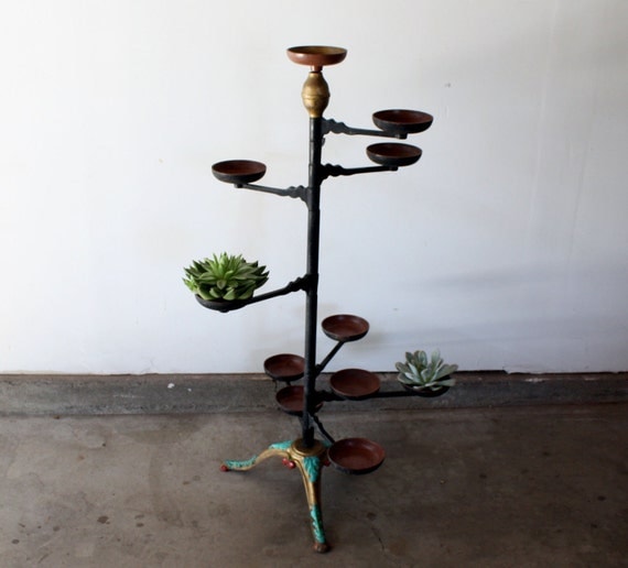 RESERVED Cast Iron Victorian Plant Stand by manlyvintage on Etsy