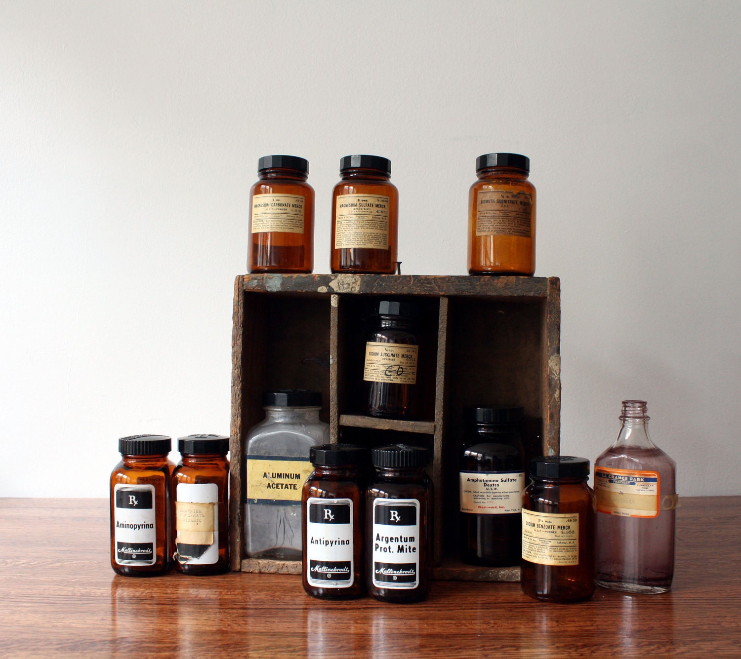 Vintage Antique Set of Apothecary Bottles