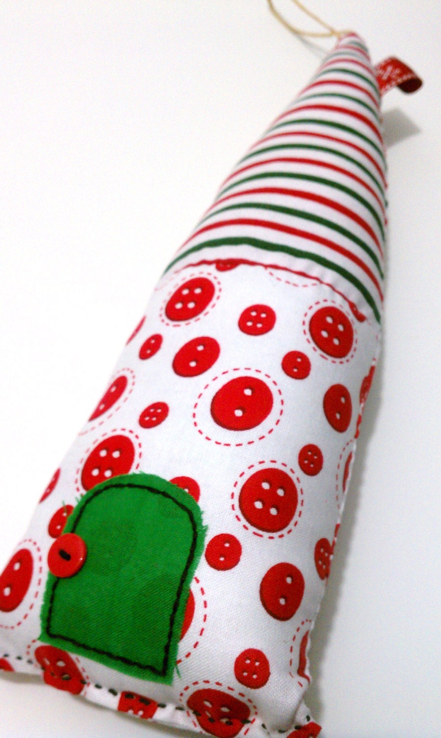 Christmas Stuffed Fabric House Pillow Ornament on SALE