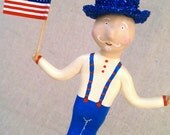 Patiotric Miniature Mixed Media Art Doll Little Sam