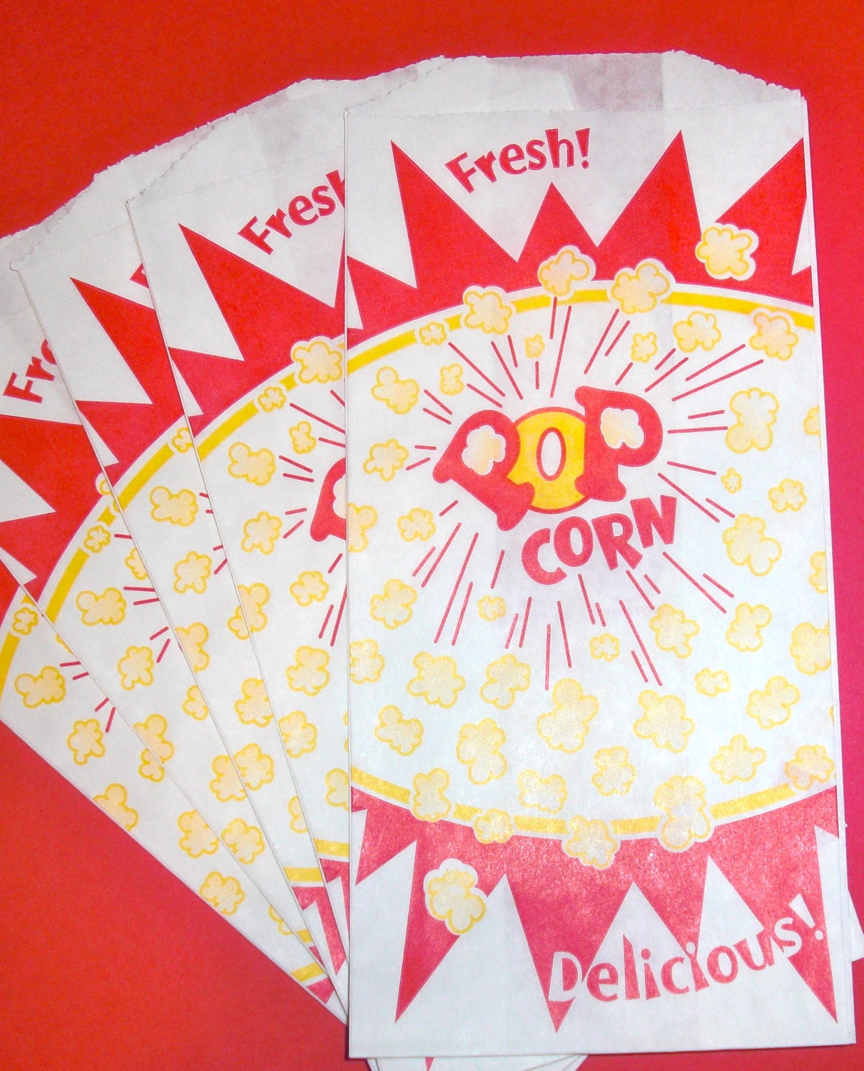 VIntage Inspired Retro Popcorn Bags- Carnival, Birthday, Wedding- 25 Count