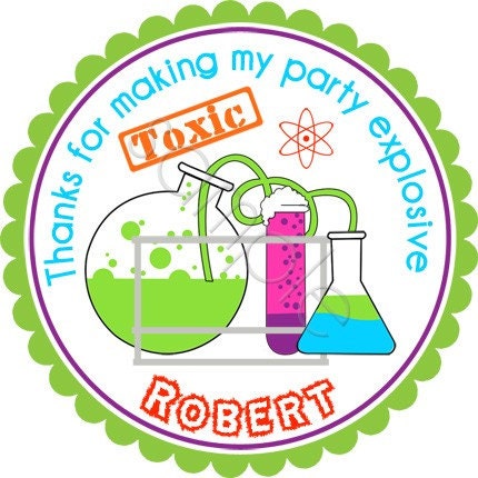 Mad Science Party Personalized Stickers Party Favor by partyINK