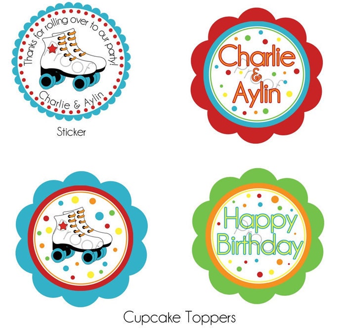 Roller Skate Bash Personalized Stickers - Favor Labels, Party Favor Stickers, Birthday Stickers, Skating - Choice of Size