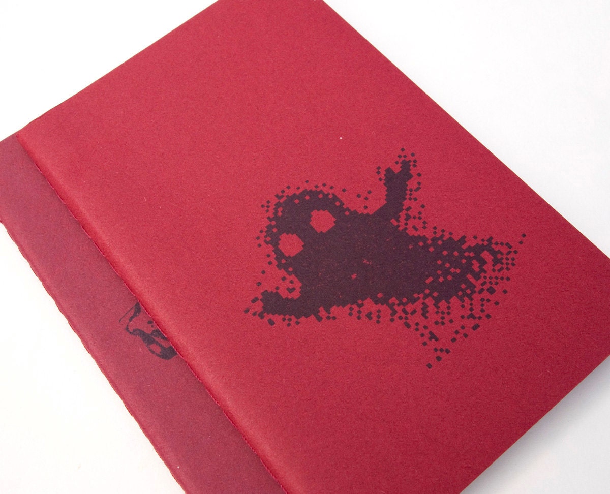 Pixel Ghost journal red moleskine (sketch) 8 bit geek cute pocket notebook
