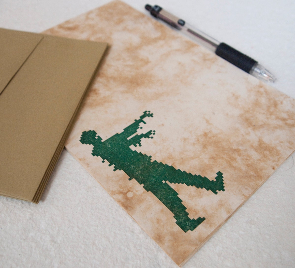 Zombie Stationery Set eco-freindly green 8 bit zombies writing paper geek stationary