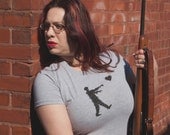 Zombie Love women's Grey t-shirt Large American Apparel 8bit geek zombies clothing valentines day