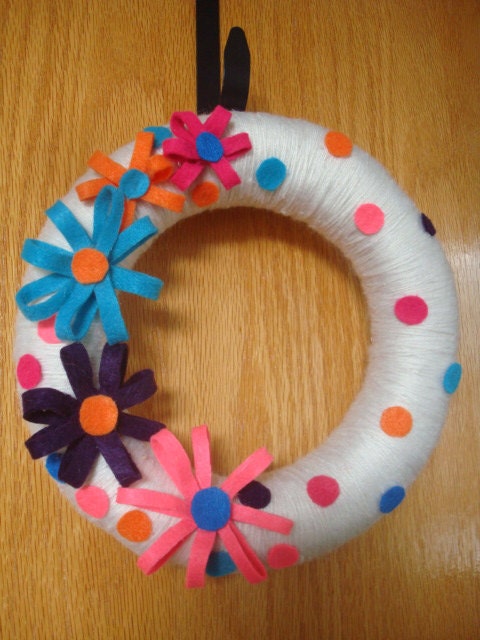 Colorful Yarn Wreath-Home-Door Decoration-10 in-Ready to Ship