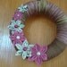 Brown Yarn Wreath With Handmade Fabric Flowers -12 IN Wreath-Ready to Ship