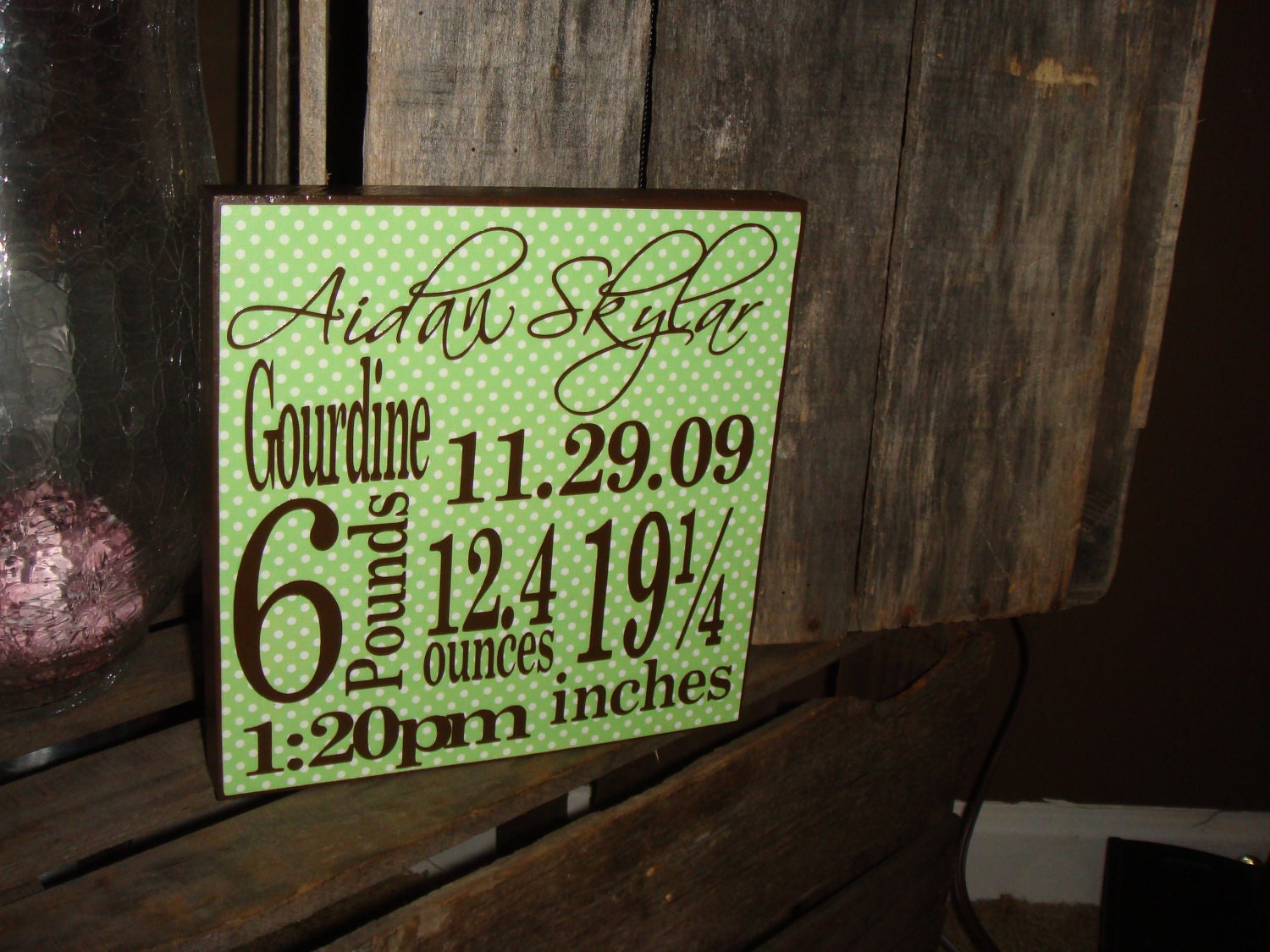 Personalized Birth Announcement Block-Boy- click for more color options