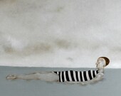 Figure wall art print swimming painting. fine art print. "California"